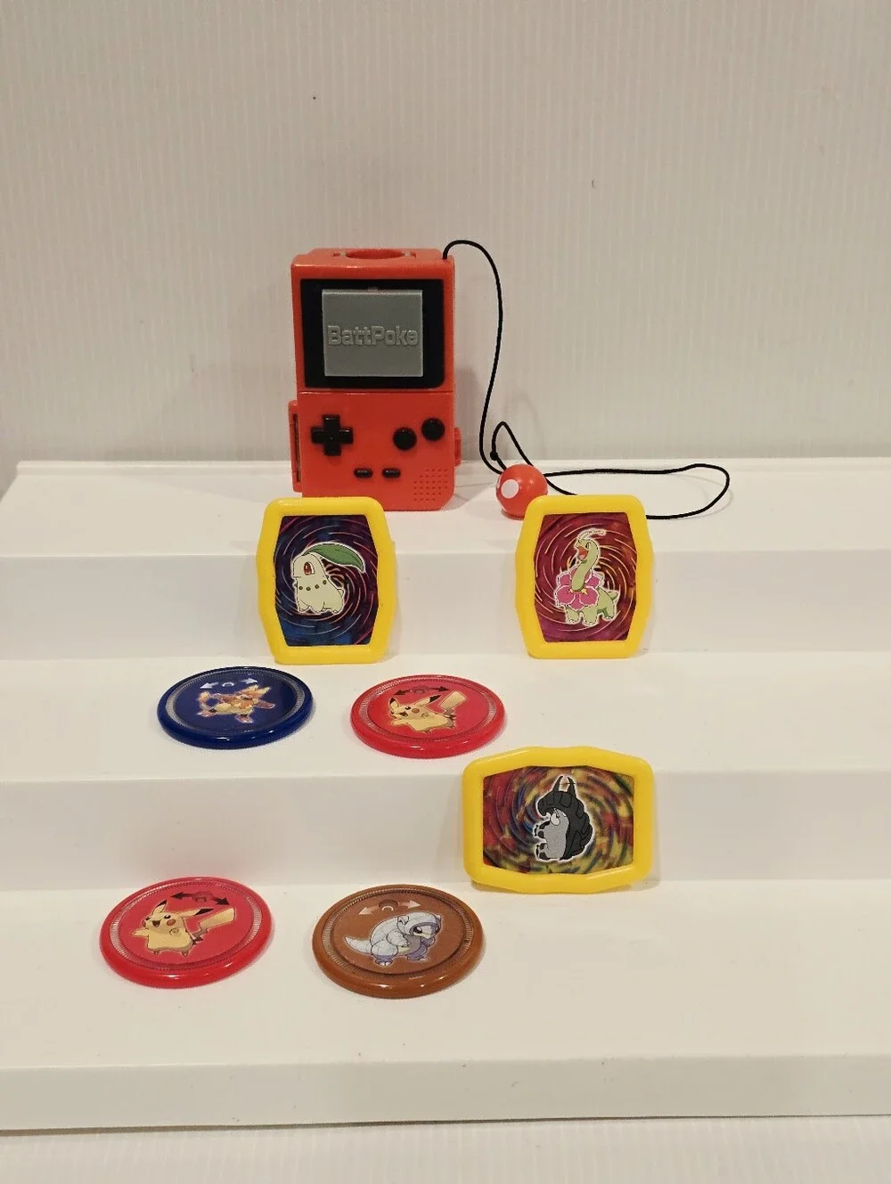 Vintage Pokemon Battle BattPoke Ball Blaster Toy with Discs and Game Cards Set